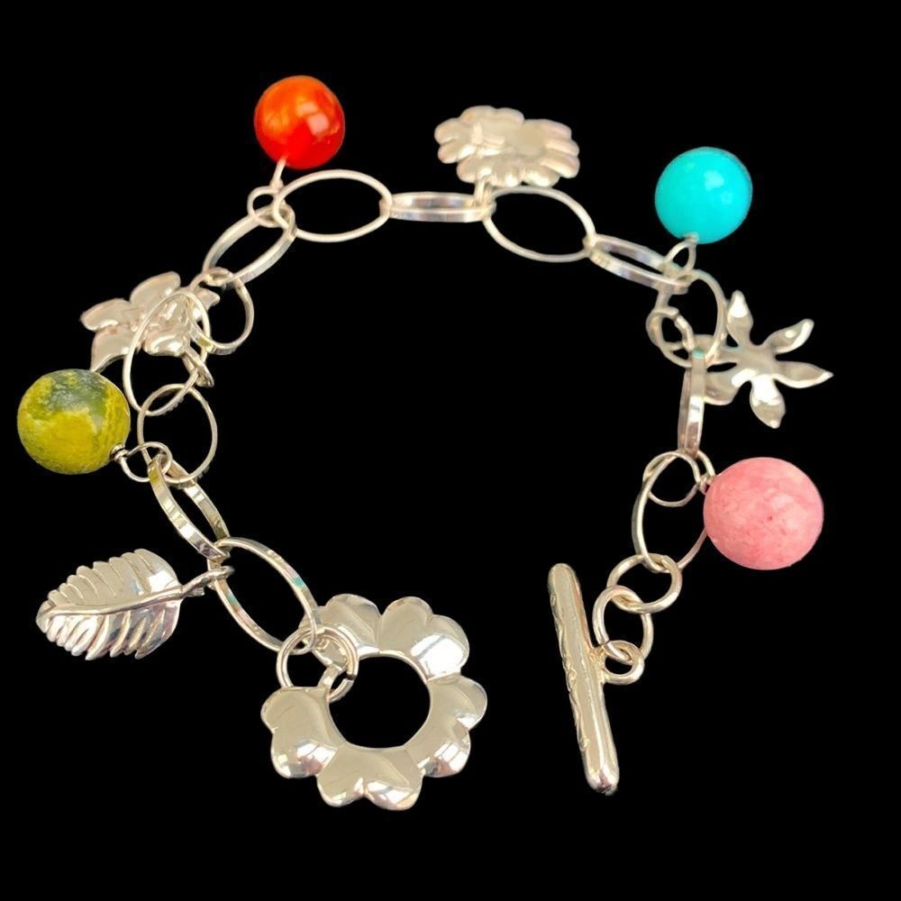 Paraiso Garden Charm Bracelet – Sterling Silver & Gemstones 925